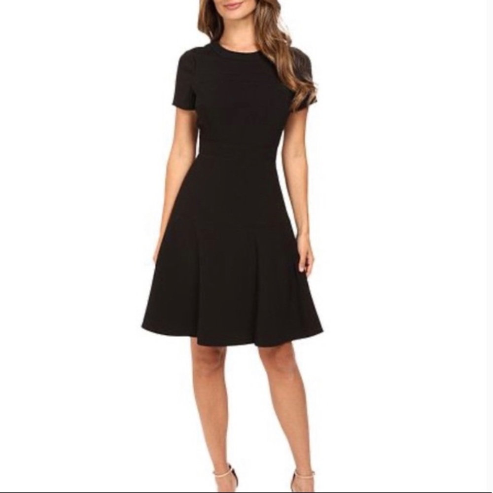 Kate Spade Crepe Flip A-Line Black Flare Dress